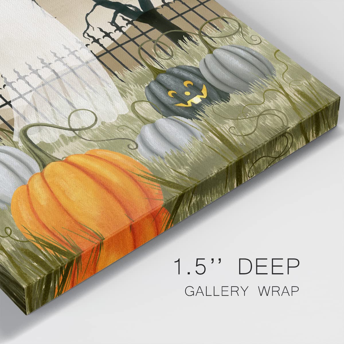 Renditions Gallery Modern Canvas Wall Art Pictures for Office Decorations Halloween Hunted Pumpkin Patch Premium Wall Hanging Wooden Artwork for Livingroom Kitchen Paintings - 24"X24" LT508
