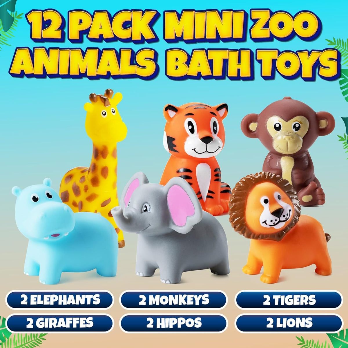 Mini Zoo Animal Bath Toys (12-Pack) Vinyl Rubber Safari Animal Figures 🍁 All In One Marketplace Canada