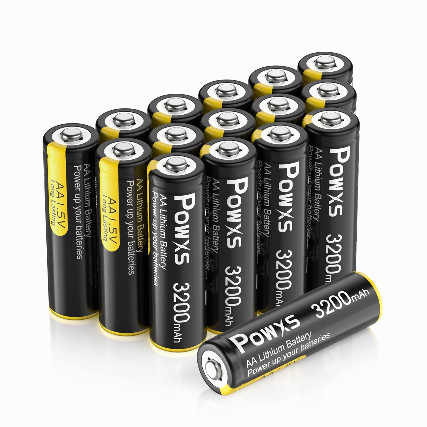 POWXS AA Lithium Batteries 3200mAh, 16 Pack 1.5V Lithium Iron Double A Batteries Super Capacity for Blink Camera, Video Doorbell, Flashlight, Toys, Remote Control 【Non-Rechargeable】