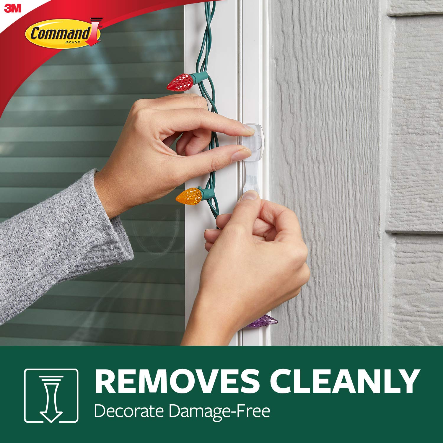 Command 17017CLRAWVPES Outdoor Light Clips, 32 Clips, 36 Strips Command
