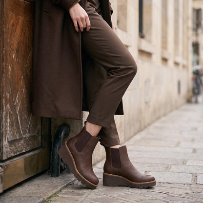 Athlefit Women's Platform Wedge Chelsea Ankle Boots Brown Size 7 🍁 All In One Marketplace Canada