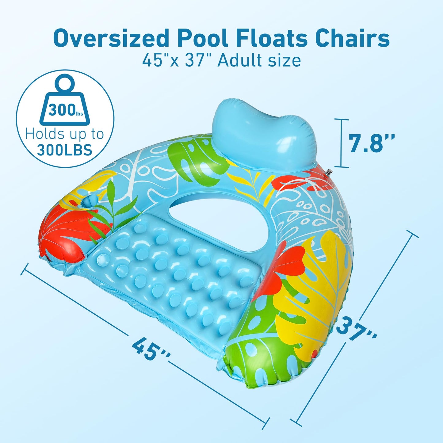 SEETOHOME 3 Pack Pool Floaties for Adults, Inflatable Pool Float Chair Adult Size with Backrest & Cup Holder Floating Pool Chair Floaties for Adults Beaches, Lakes, Rivers, Parties Water Fun