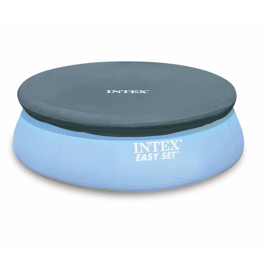 Intex Easy Set Pool Cover - 8 FT for Easy Set Inflatable Pools - 28020E Pool Cover - Includes Rope Tie, Drain Holes, Snug Fit to Protect Water from Bugs, Scum, and Evaporation