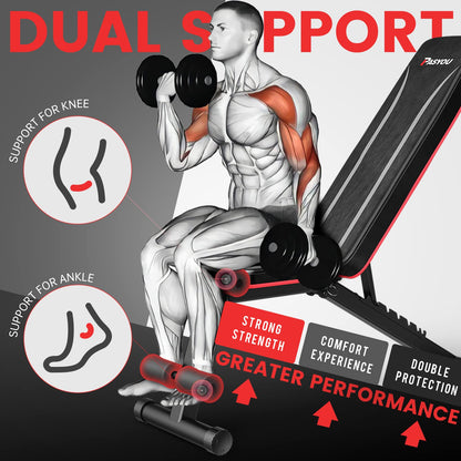 PASYOU Adjustable Weight Bench Full Body Workout Multi-Purpose Foldable Incline Decline Exercise Workout Bench for Home Gym - Available at All In One Marketplace Canada