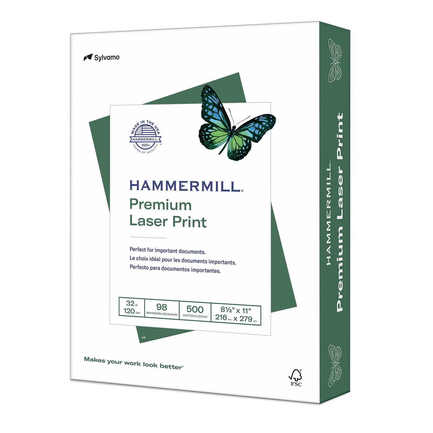 Hammermill Printer Paper, Laser Print Copy Paper, 32lb, 8.5 x 11, Letter, 98 Bright - 1 Pack / 500 Sheets (104646R) Hammermill