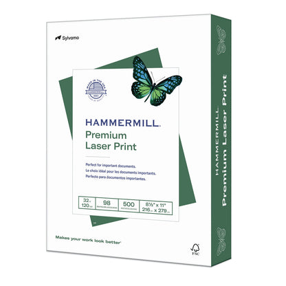 Hammermill Printer Paper, Laser Print Copy Paper, 32lb, 8.5 x 11, Letter, 98 Bright - 1 Pack / 500 Sheets (104646R) Hammermill