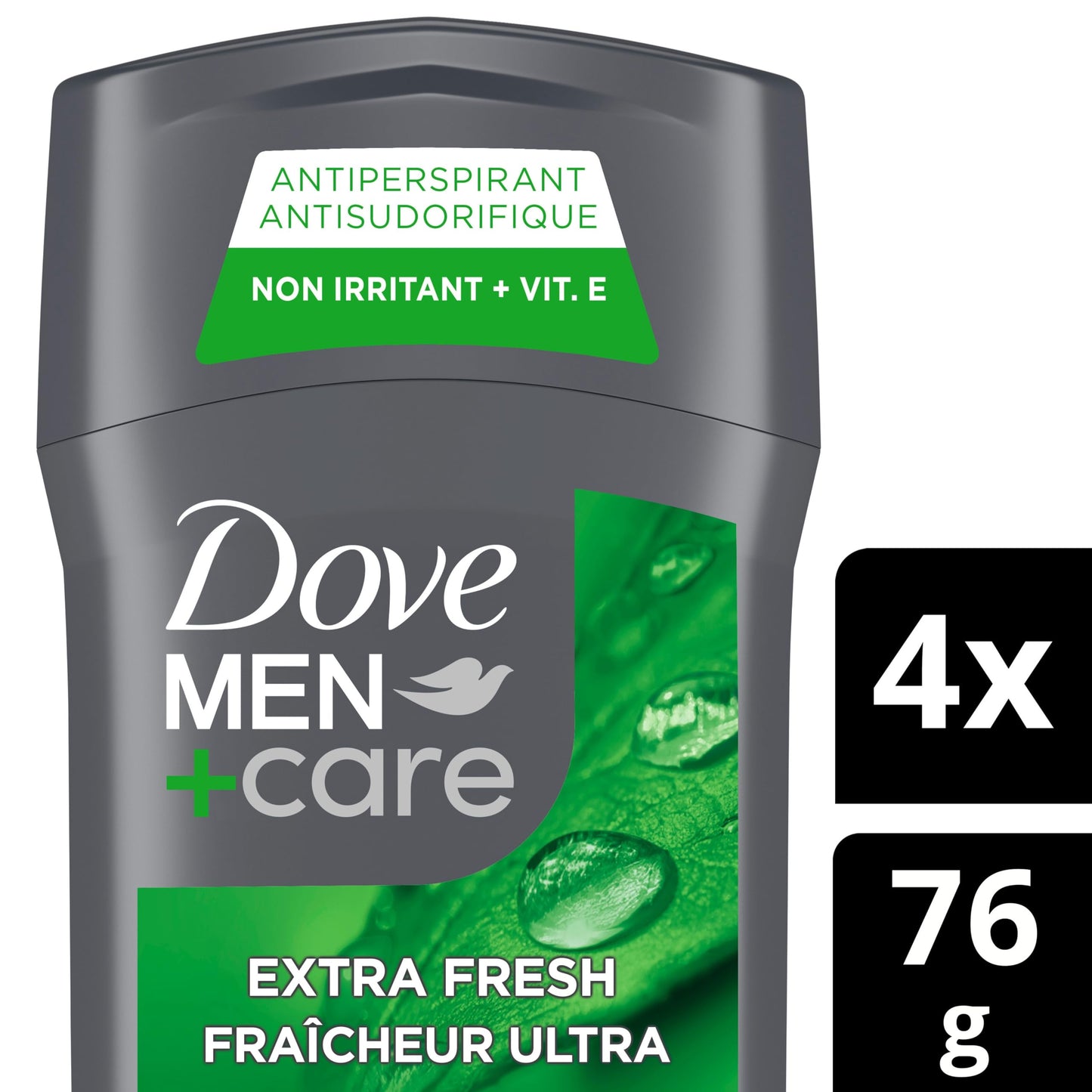 Dove Men+Care Antiperspirant Stick for 72h sweat & odour protection Extra Fresh with Triple Action moisturizer to help prevent skin irritation caused by dryness, 76g (Pack of 4) - Available at All In One Marketplace Canada