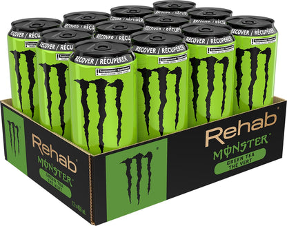 Monster Energy Rehab, Green Tea, 458mL (12 Pack) – Non-Carbonated Energy Drink