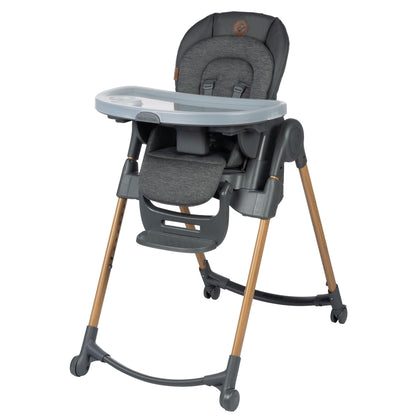 Maxi-Cosi Minla 6-in-1 High Chair, convertible, from birth, detachable kitchen booster seat, compact fold, easy to clean, Classic Graphite Maxi-Cosi