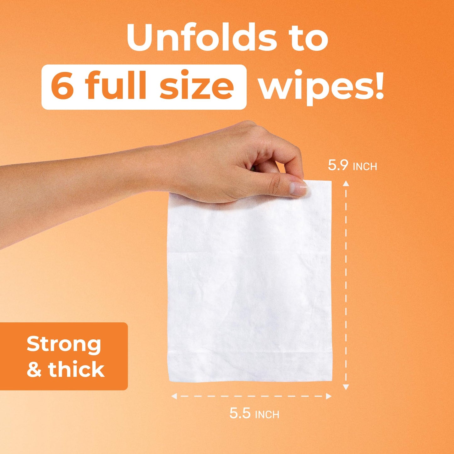 Impossibly Compact Travel Wipes - Skin-Friendly Wet Wipes, Hypoallergenic & Unscented for Adults, Kids & Baby Care - 10 Pack Total 60 Wipes
