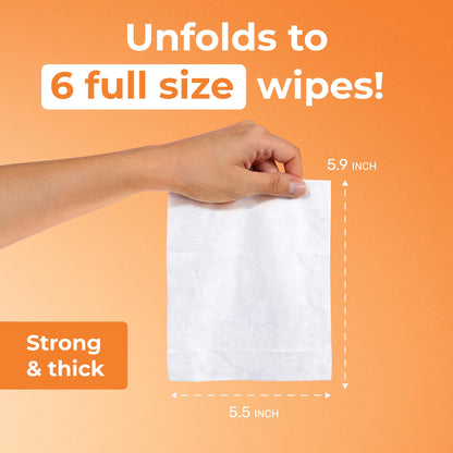 Impossibly Compact Travel Wipes - Skin-Friendly Wet Wipes, Hypoallergenic & Unscented for Adults, Kids & Baby Care - 10 Pack Total 60 Wipes