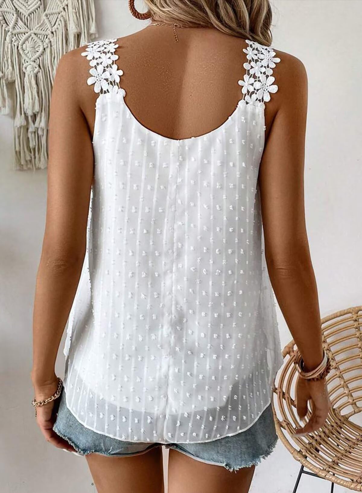 Falechay Tank Tops Flowy Crewneck Sleeveless Outfits for Women White L 🍁 All In One Marketplace Canada
