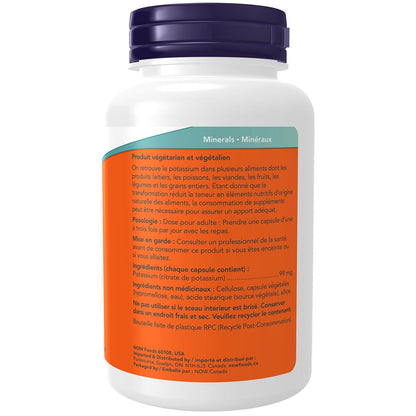 NOW Supplements, Potassium Citrate 99 mg, Supports Electrolyte Balance and Normal pH, Essential Mineral, 180 Veg Capsules - Available at All In One Marketplace Canada
