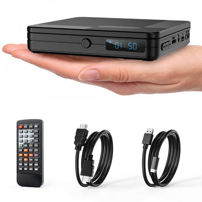 Homlab Mini DVD Player with Remote Control - All Region Free 1080P HD Small Compact CD DVD Player for Smart TV & Projector, Features HDMI Output, Headphone Jack, USB 2.0 Input, PAL/NTSC Support Homlab