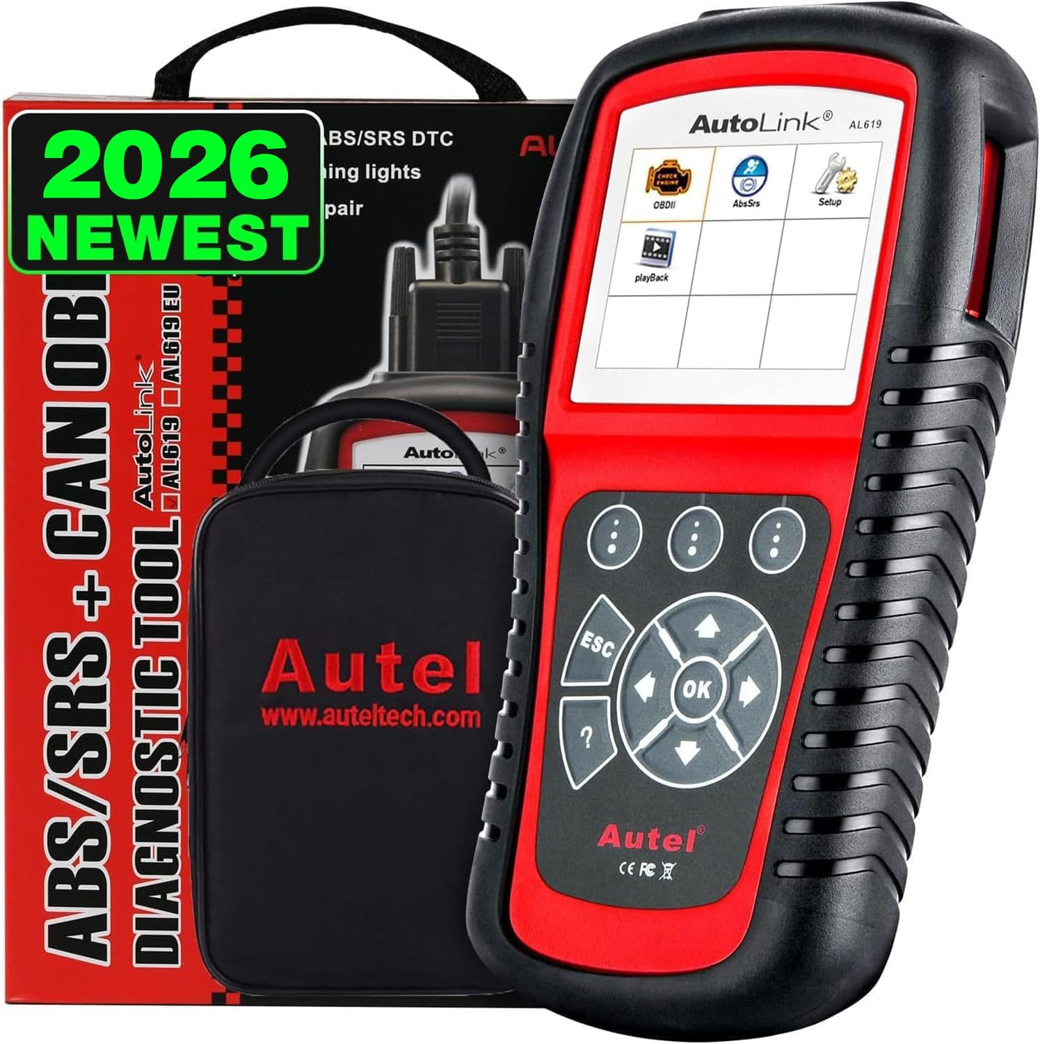 Autel AutoLink AL619 OBD2 Scanner, 2026 Newer ABS SRS Diagnostic Code Reader with10 OBDII Test Modes, Turn Off Check Engine Light, DTC Lookup, Live Data, Updated of MS319/ AL519/ ML519/ ML619 Autel