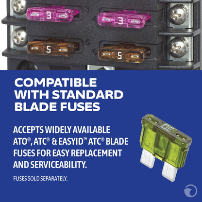 Blue Sea Systems ST Blade Fuse Block - 12 Circuits with Negative Bus & Cover Blue Sea Systems