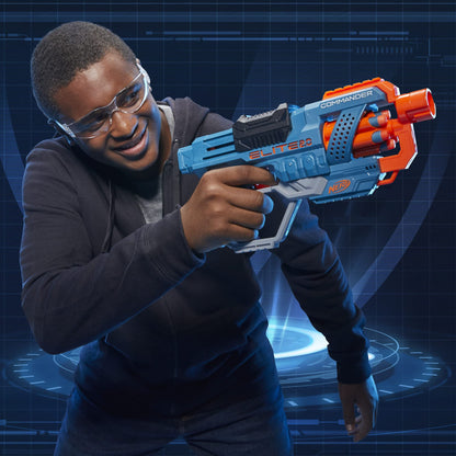 Hasbro Nerf Elite 2.0 Commander RD-6 Blaster, 12 Official Nerf Darts, 6-Dart Rotating Drum, Tactical Rails, Barrel and Stock Attachment Points, E9485 Nerf