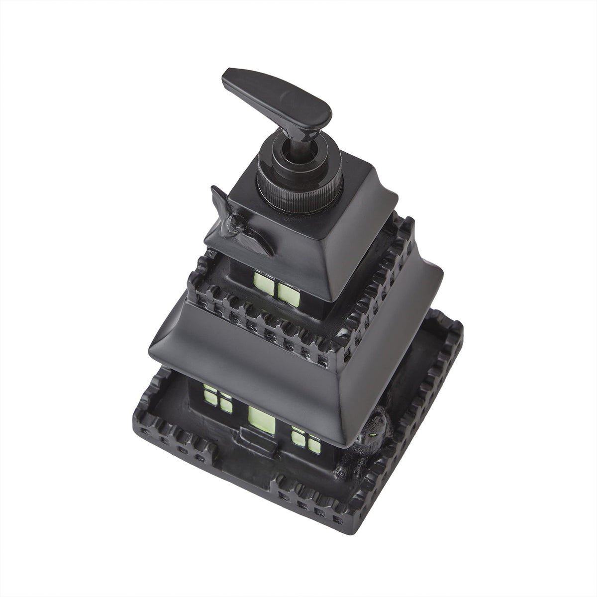 SKL Home Halloween Haunted House Glow-in-The-Dark Soap Dispenser, Black