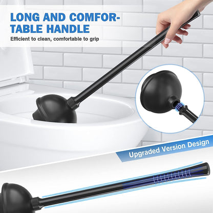 Toilet Plunger and Brush with Holder, Bowl Brush and Heavy Duty Toilet Plunger Set for 5.7-inch Toilet Drain, 2-in-1 Bathroom Cleaning Combo with Modern Caddy Stand (Black) - Available at All In One Marketplace Canada