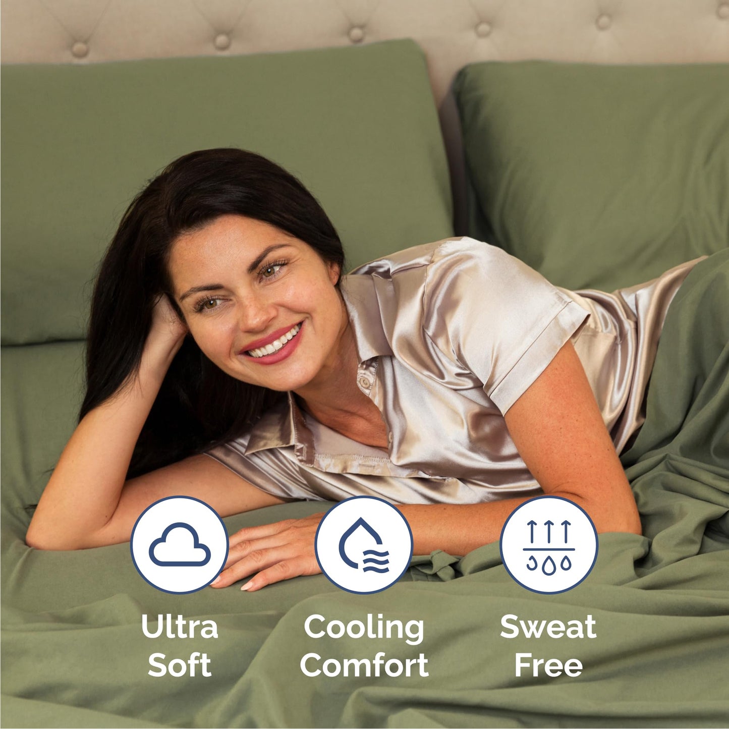 Queen Size 4 Piece Sheet Set - Comfy Breathable & Cooling Sheets - Hotel Luxury Bed Sheets for Women & Men - Deep Pockets, Easy-Fit, Soft & Wrinkle Free Sheets - Sage Green Oeko-Tex Bed Sheet Set