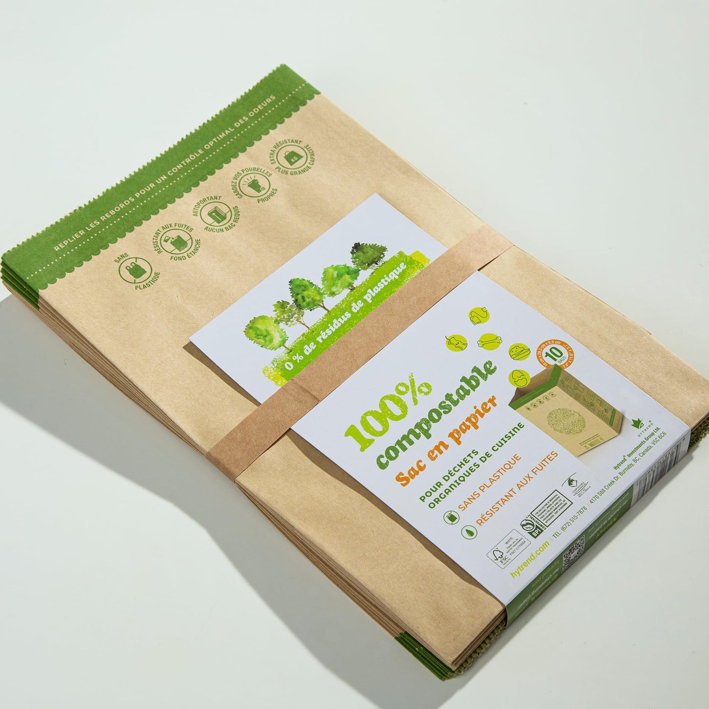 Hytrend-Kitchen Food Waste Bag -35 Bags-%100 Compostable paper Bag - Leak Resistant Liner - Plastic Free - Small-Certified by BNQ and BPI - Available at All In One Marketplace Canada