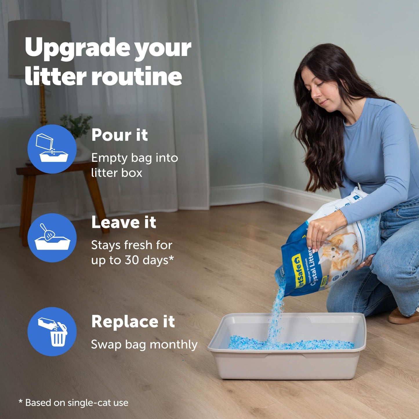 ScoopFree Premium Fresh Scent Crystal Litter, Superior Odor Control, Absorbs 5X Faster, Low Tracking for Less Mess, Lasts up to 2 Months, Lightly Scented (8 lb Bag)