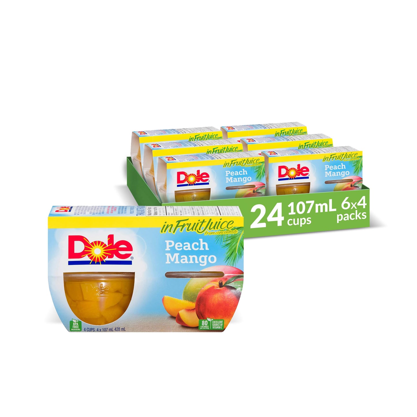 Dole Fruit Bowls Peach Mango In Fruit Juice, Healthy School Snacks, 107ml, 24 Cups 🍁 All In One Marketplace Canada