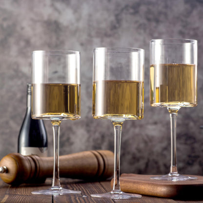 BACLIFE Wine Glasses Set of 4 - Hand Blown Wine Glass 15oz in Gift Packaging - Large White Wine Glass on Long Stem - Unique Modern Shape - for Wedding, Anniversary, Christmas 🍁 All In One Marketplace Canada
