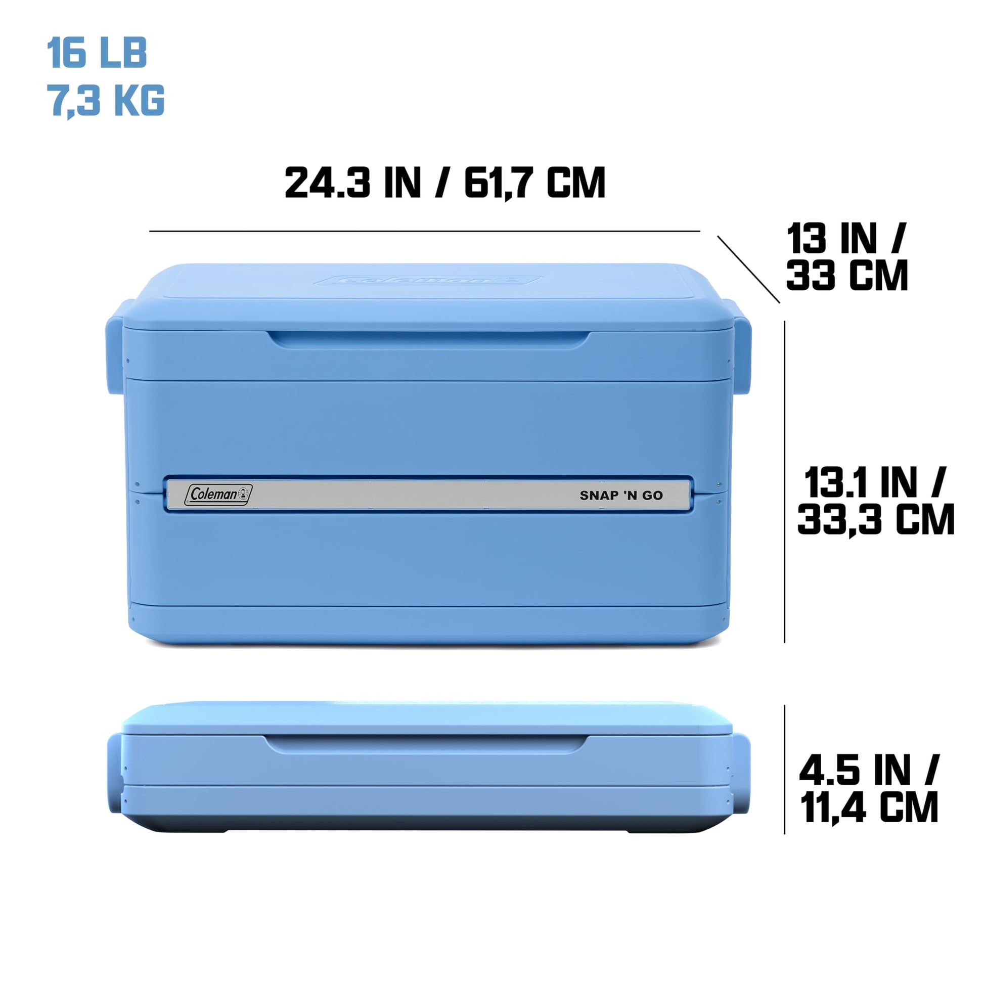 Coleman Snap 'N Go 45-Quart Collapsible Hard Cooler, Keeps Ice Cold up to 55 Hours, 76-Can Capacity, Spacing-Saving & Quick to Set Up, Collapses to 1/3 of Open Size, Holds up to 200 Pounds - Available at All In One Marketplace Canada