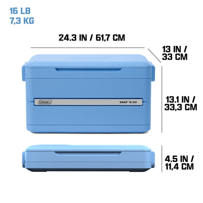 Coleman Snap 'N Go 45-Quart Collapsible Hard Cooler, Keeps Ice Cold up to 55 Hours, 76-Can Capacity, Spacing-Saving & Quick to Set Up, Collapses to 1/3 of Open Size, Holds up to 200 Pounds - Available at All In One Marketplace Canada