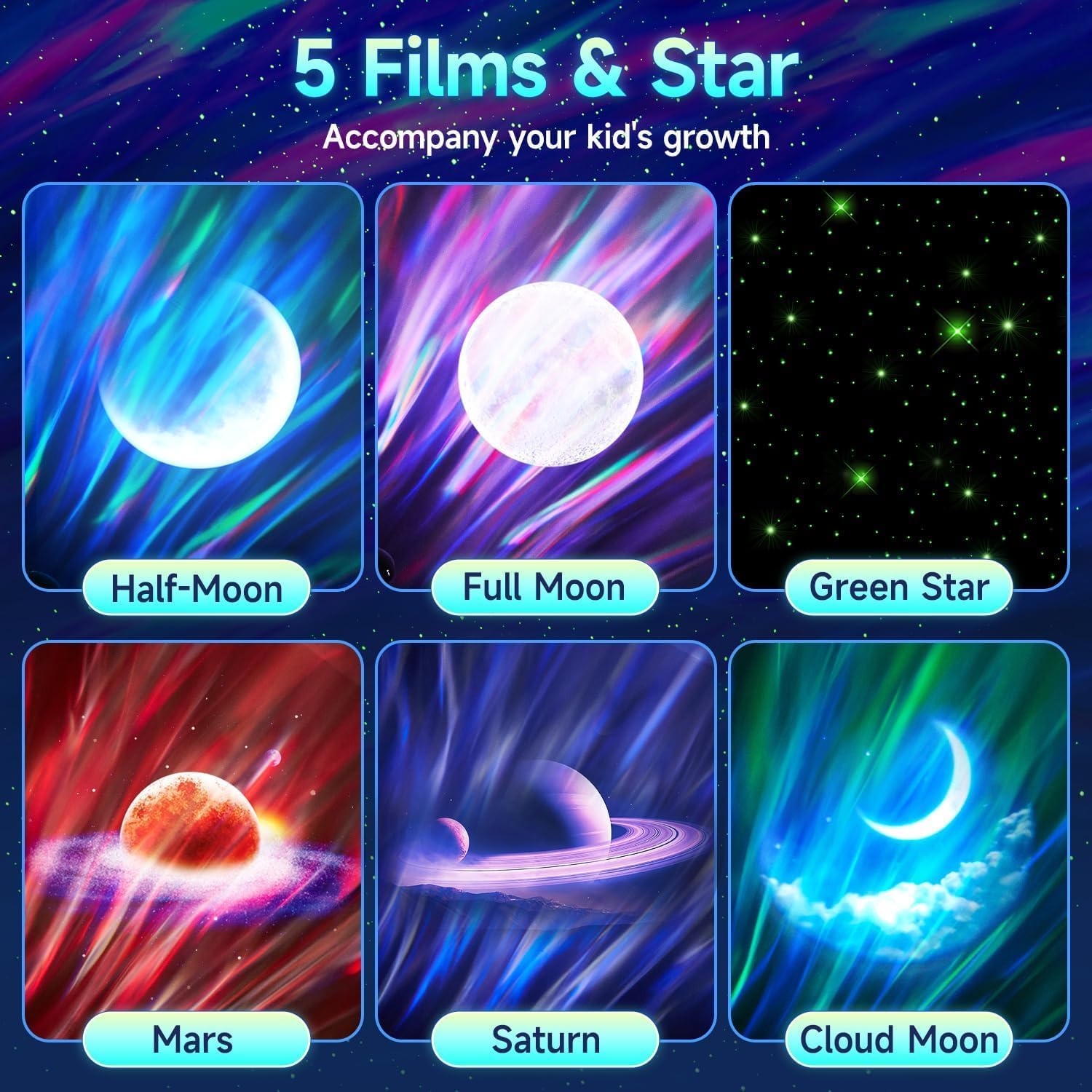 Northern Lights Projector Galaxy Projector with 300+ Light Effects, LED Star Projector for Bedroom Aurora Light, Remote Control, 15 White Noises, Bluetooth Speaker Galaxy Light Gifts for Kids Adults - Available at All In One Marketplace Canada