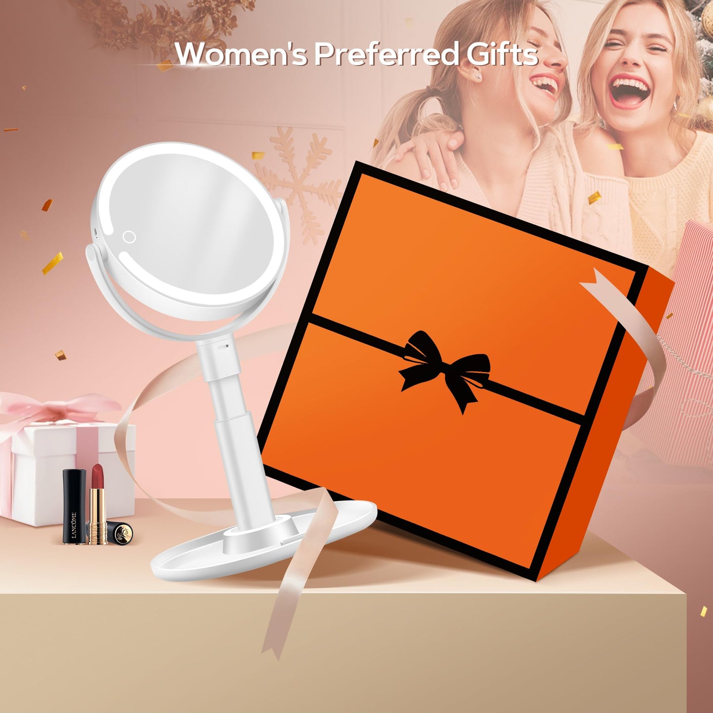 B Beauty Planet Makeup Mirror with Lights, Lighted Magnifying Mirror 30X with 3 Lighting and Adjustable Brightness, 2-Sided Height Adjustable Vanity Mirror for Bathroom, Women Gifts for Mom - Available at All In One Marketplace Canada