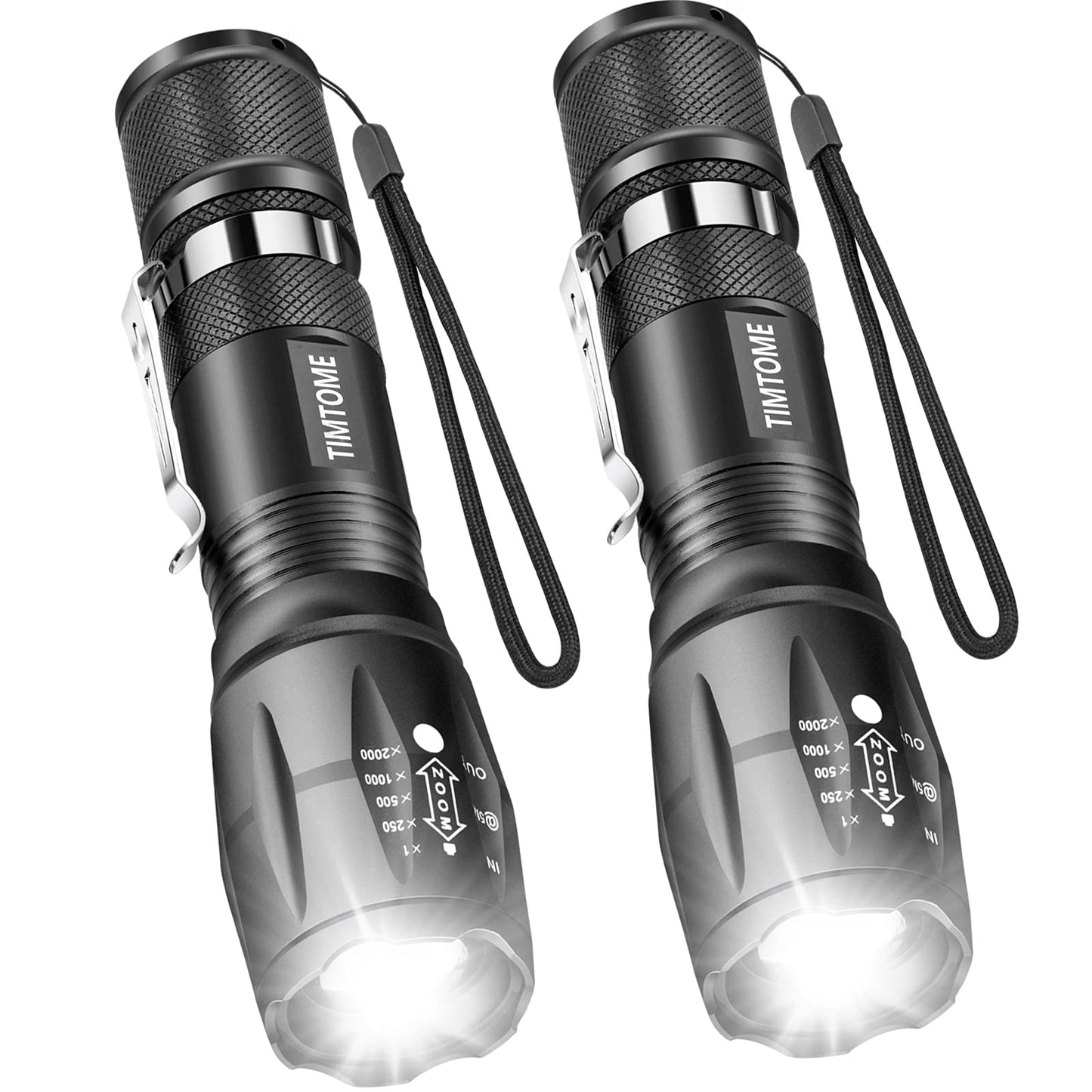 LED Flashlight, Ultra Bright XML T6 Handheld Flashlights - High Lumen, Zoomable, 5 Modes, Water-Resistant - Perfect for Camping Biking Home Emergency or Gift-Giving（2 Pack）