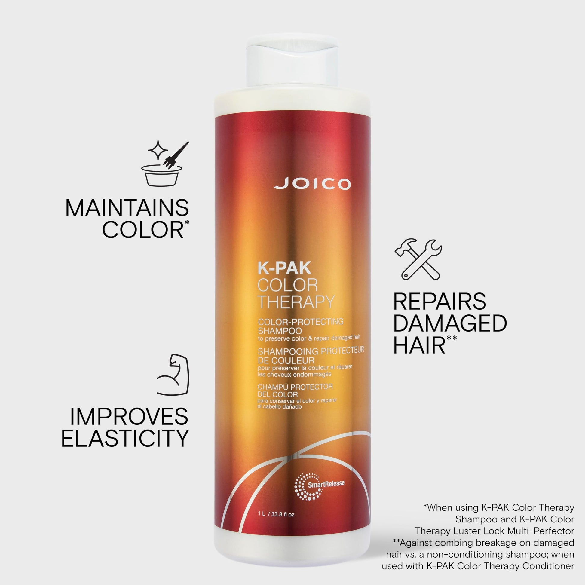 Joico K-Pak Color Therapy Color Protecting Shampoo, for Damaged, Colour Intensity, Heat Protectant with Argan and Keratin, Sulfate Free Joico