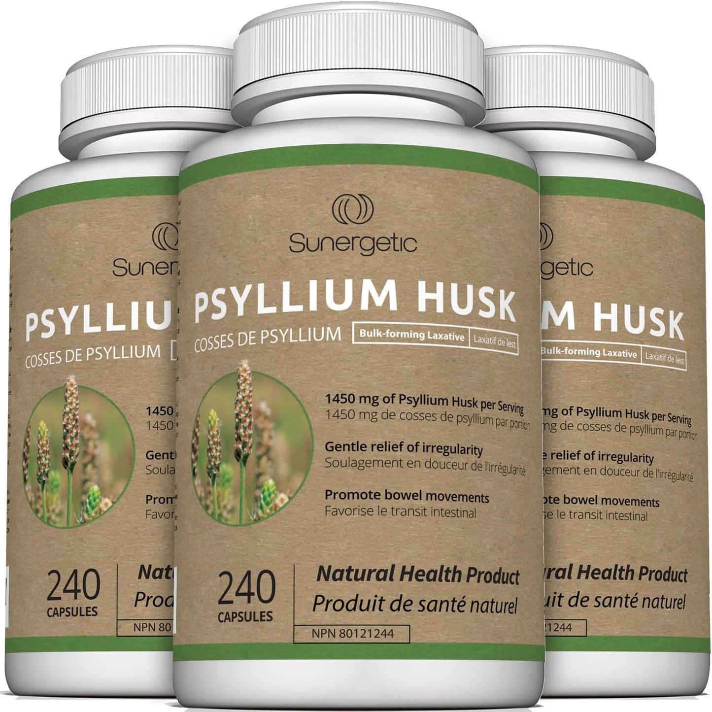 Premium Psyllium Husk Capsules - 1450mg per Serving - Helps Support Digestion, Intestinal Health & Regularity - 240 Psyllium Husk Fiber Capsules - Available at All In One Marketplace Canada