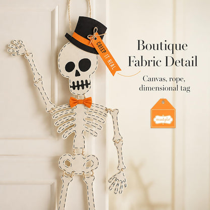 Mud Pie Skeleton Halloween Door Hanger, 65", White