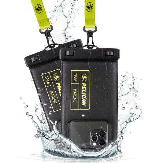 Pelican 2 Pack Marine Waterproof Phone Pouch (Regular) -Black/Hi-Vis Yellow - Available at All In One Marketplace Canada