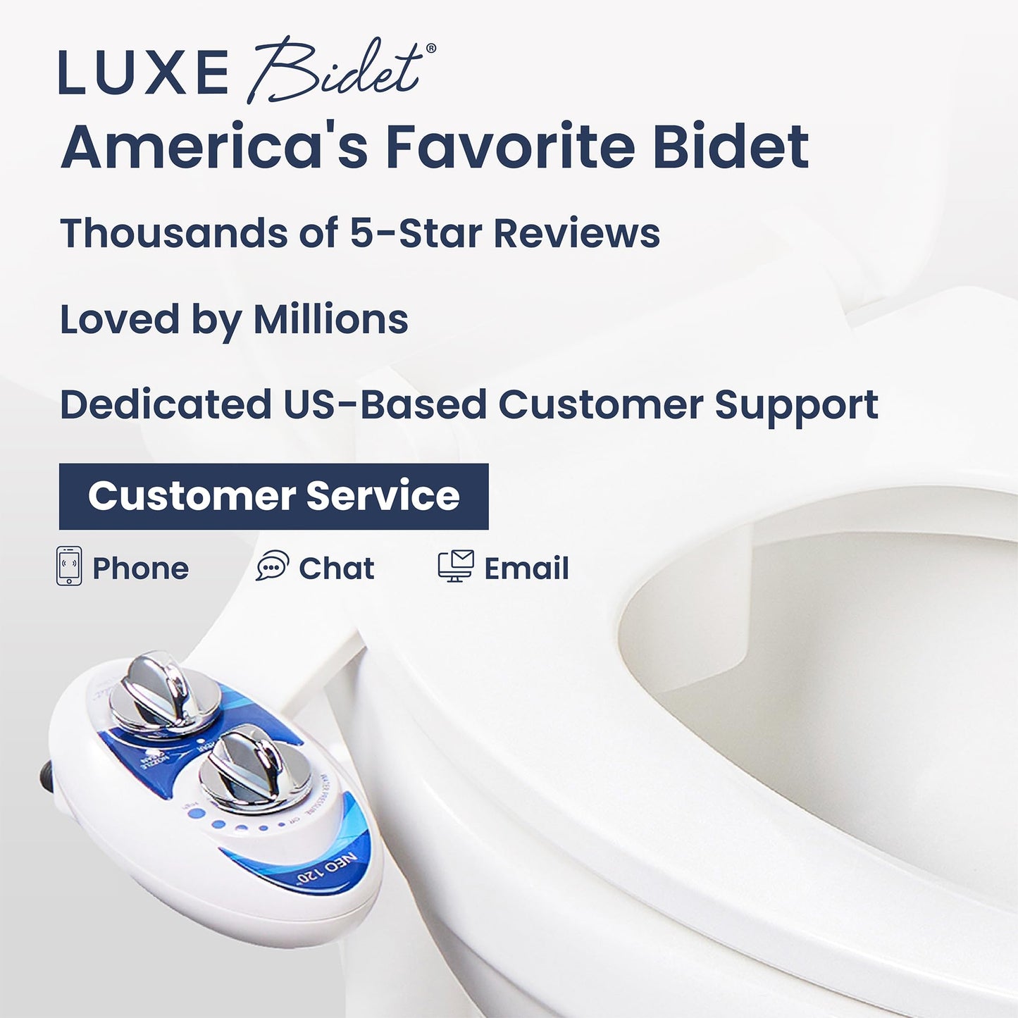 LUXE Bidet NEO 120 - Bidet Attachment for Toilet Seat, Blue