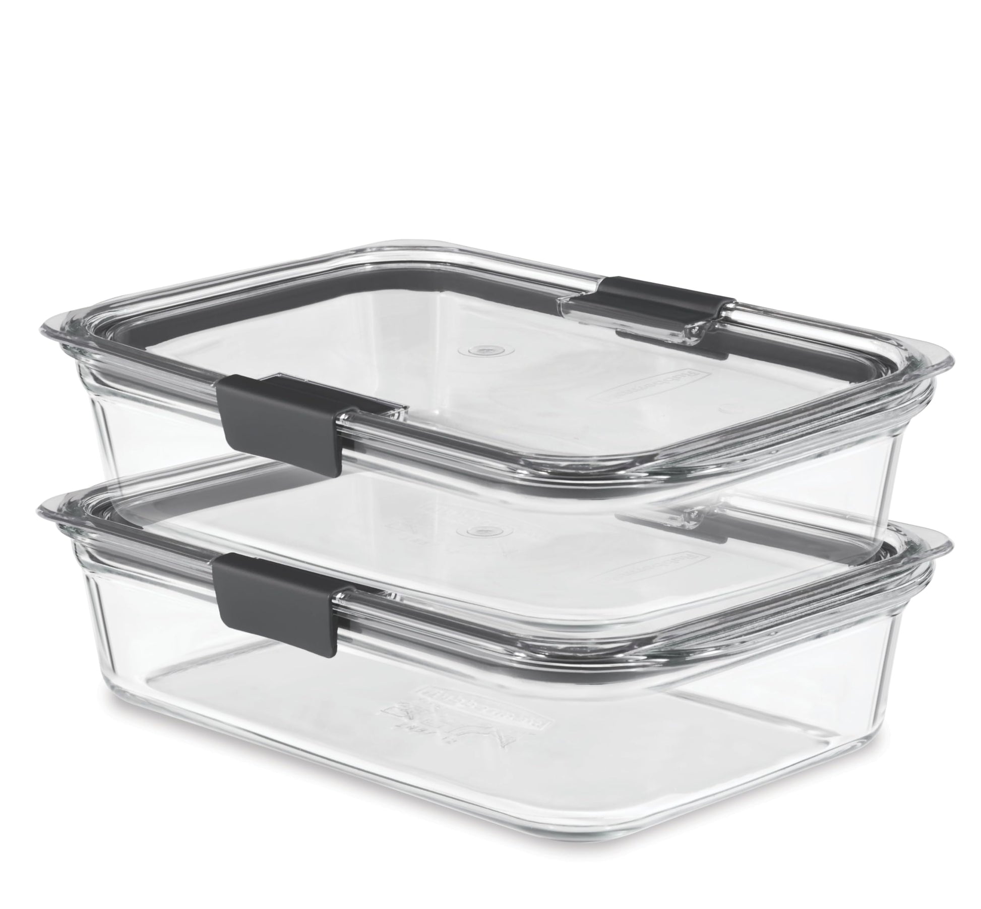 Rubbermaid 2118315 Brilliance Glass Storage 8-Cup Food Containers with Lids, 2-Pack (4 Pieces Total), BPA Free and Leak Proof, Large, Clear Rubbermaid