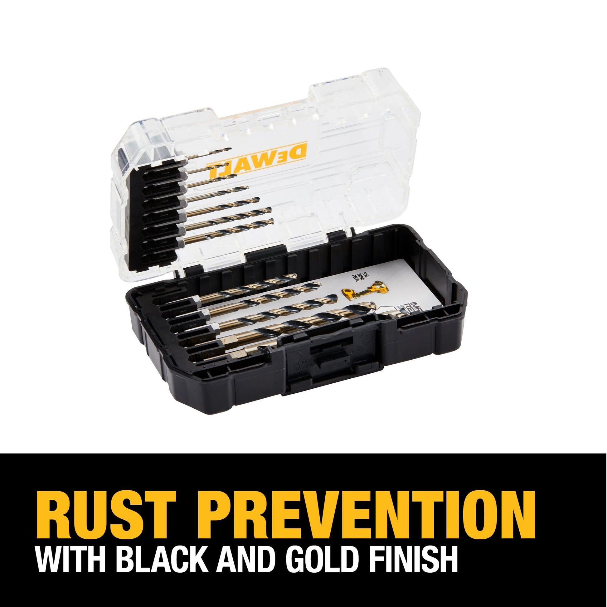 DEWALT 12 Pc Black and Gold Drill Bit Set, Premium Finish Impact Driver Bit Set for Metal, Plastic and Wood (DWAH1182) (DWAH1182) DEWALT