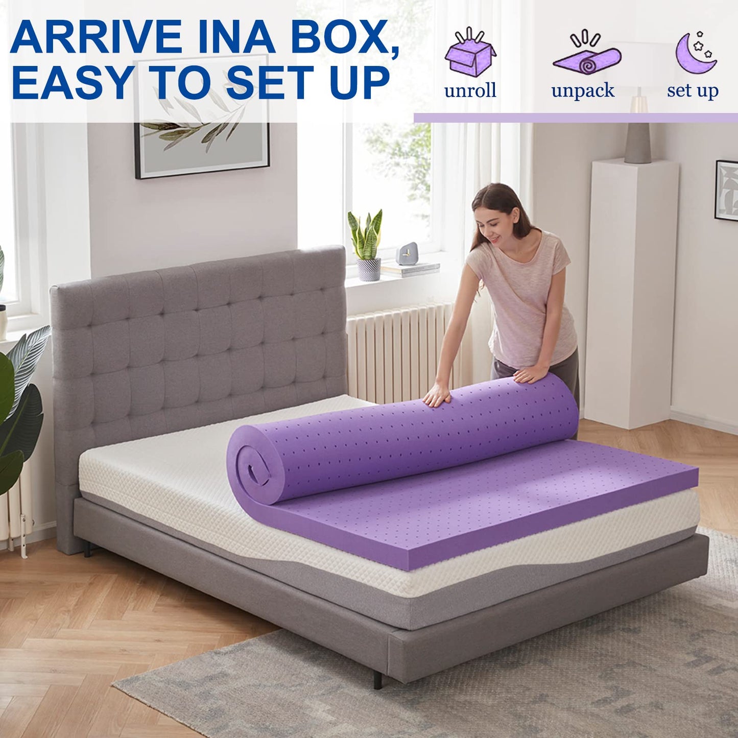SINWEEK 2 Inch Twin Size Gel Memory Foam Mattress Topper