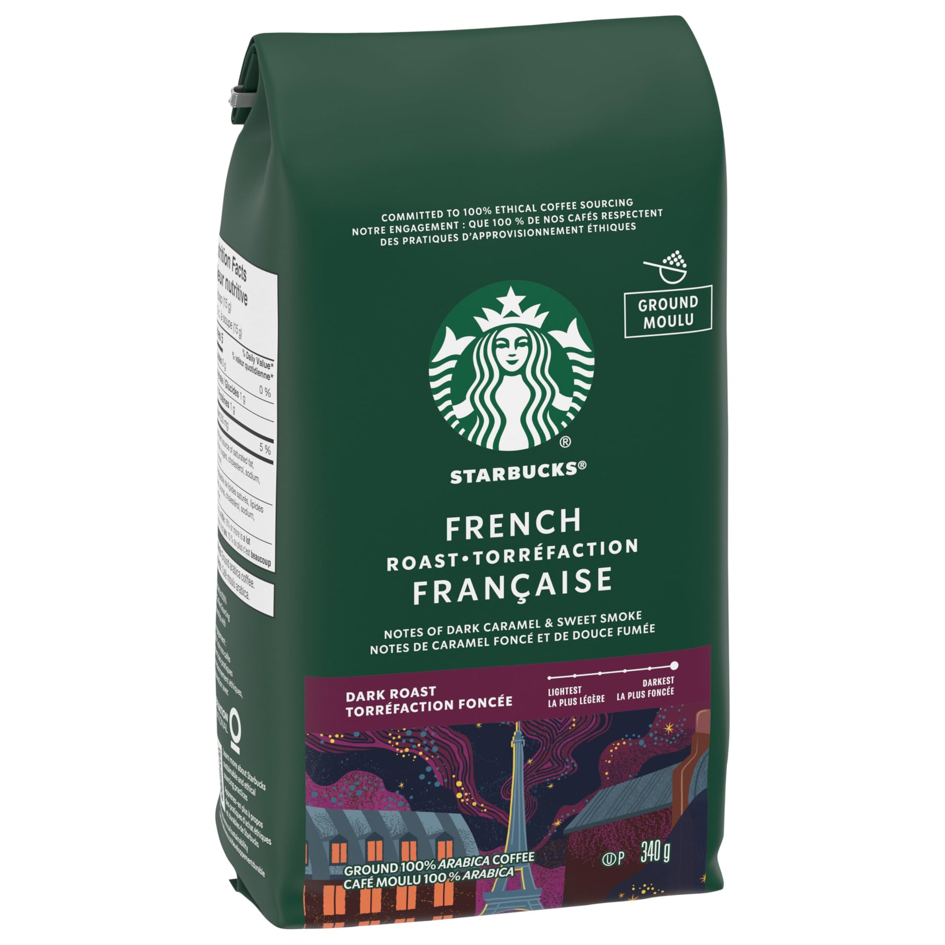 Starbucks French Roast Ground Coffee 340g (6-Pack) - Dark Roast