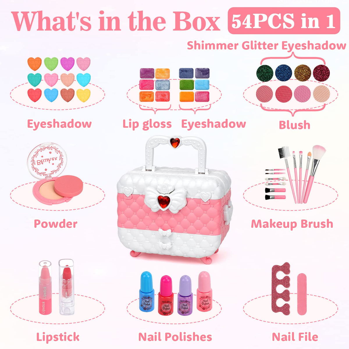 Flybay Kids Makeup Kit Toys for Girls, Washable Girls Makeup Set Children Make Up Kids Toys, Princess Pretend Play Make Up Set Christmas Birthday Gifts for Age 3-12 Year Old Girl 🍁 All In One Marketplace Canada