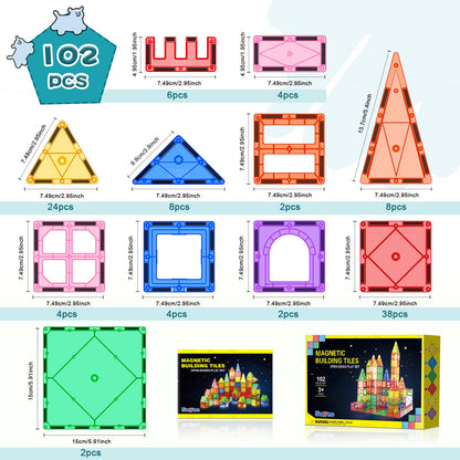 Magnetic Tiles Building Blocks 102pcs Advanced Set STEM Toys for 3+ Year Old Boys and Girls Montessori Toys Toddler Kids Activities Games Christmas New Year Gifts 🍁 All In One Marketplace Canada