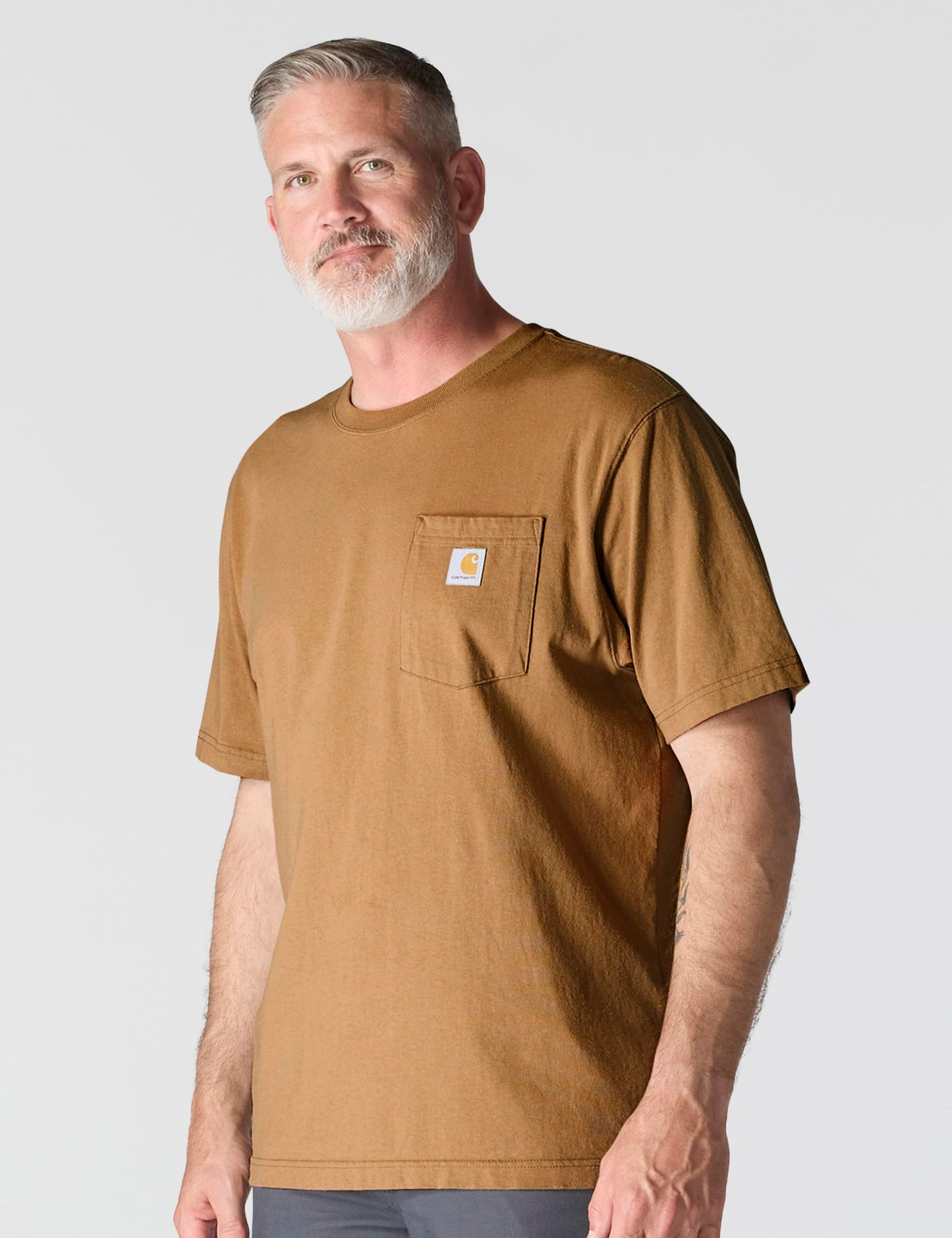 Carhartt Men's Loose Fit Heavyweight Short-Sleeve Pocket T-Shirt (Also Available in Big & Tall), Brown, Large