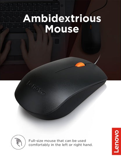 Lenovo 300 USB Combo English Keyboard and Mouse, Black