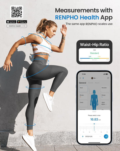 Smart Tape Measure RENPHO Bluetooth Measuring Tapes for Body Measurement Muscle Gain Fitness Bodybuilding Retractable Circumferences Inches & cm - Available at All In One Marketplace Canada