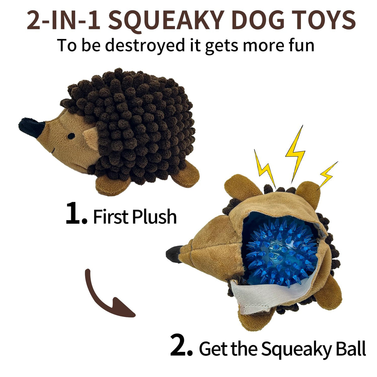 2-in-1 No-Stuffing Hedgehog Dog Toys 3 PCS, Squeaky Ball for Throwing Play 🍁 All In One Marketplace Canada