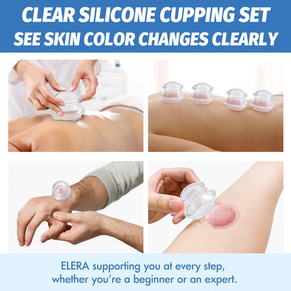 ELERA Silicone Cupping Therapy Set (3 Sizes, 7 Cups), Reusable Massage Cups for Deep Tissue, Cellulite, Face, Neck, Back, Joint, Body Relaxation - Available at All In One Marketplace Canada