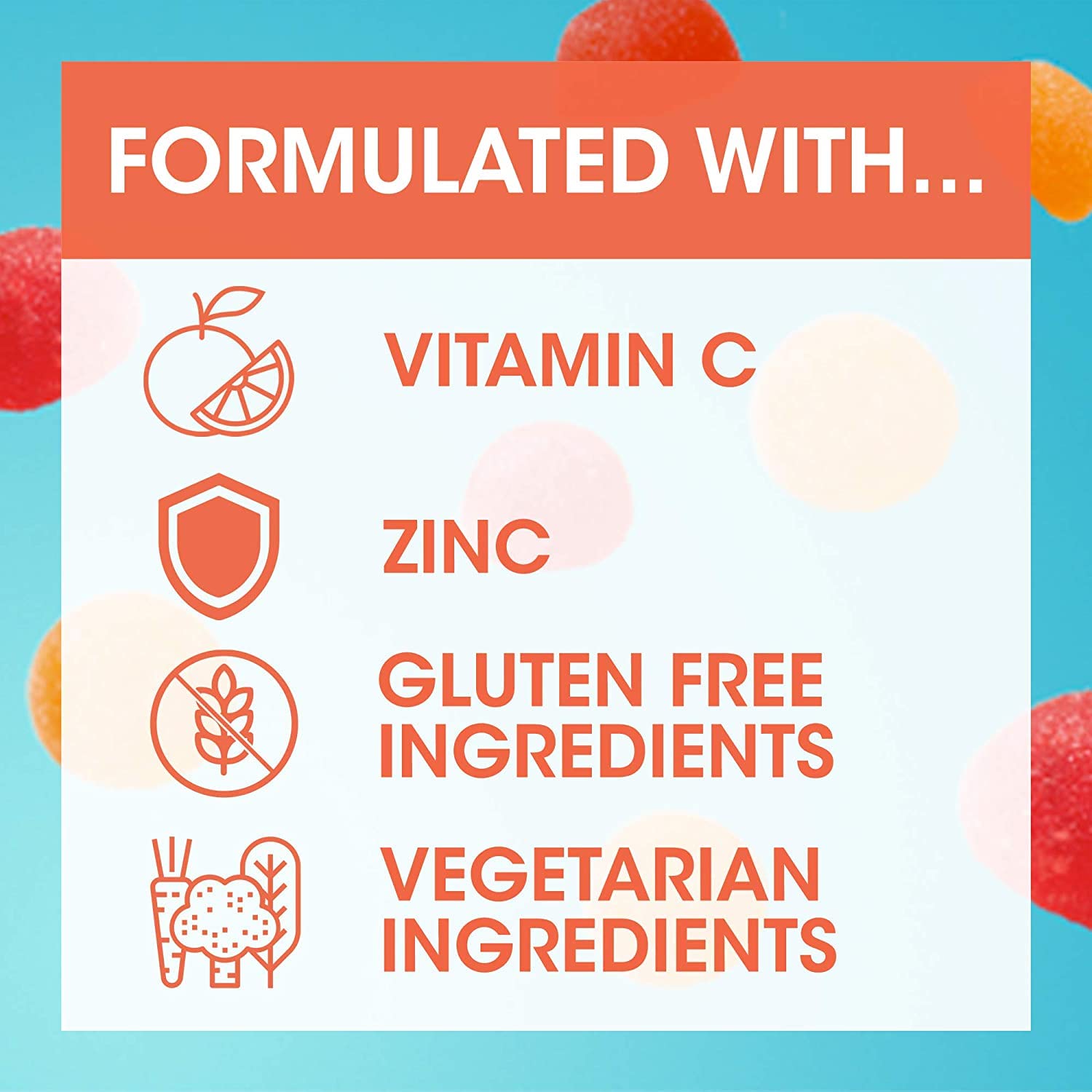 Emergen-C Immune Support Gummies, A Boost of Vitamins and Minerals, Orange, Tangerine & Raspberry Mix, 45 Gummies - Available at All In One Marketplace Canada